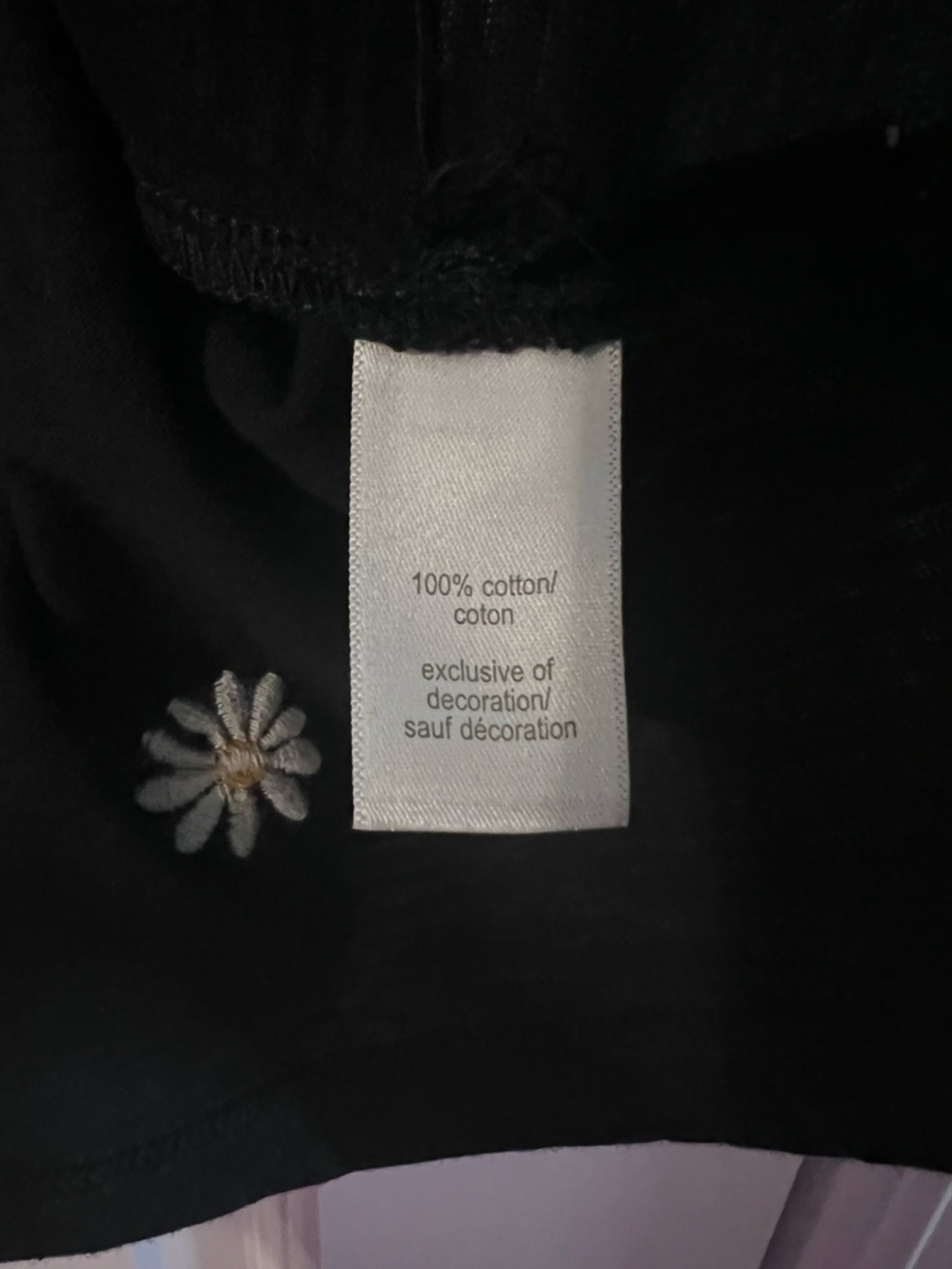 Black Tee with Daisy Embroidery - Picture 4 of 5